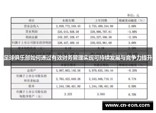 足球俱乐部如何通过有效财务管理实现可持续发展与竞争力提升